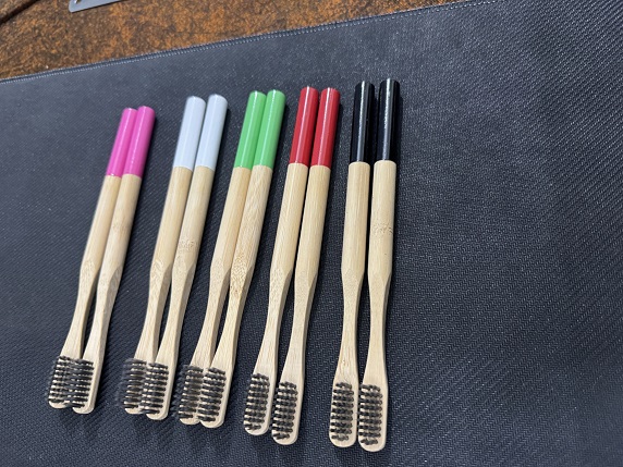 Round Handle Bottom Painted Bamboo Toothbrush